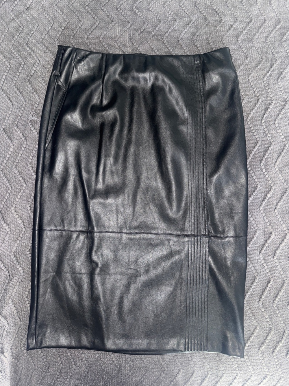 Black Faux Leather Pencil Skirt